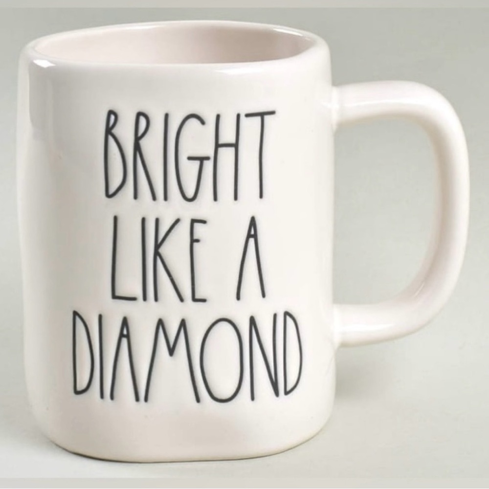 Rae Dunn White and Black Mug Bright Like a Diamond